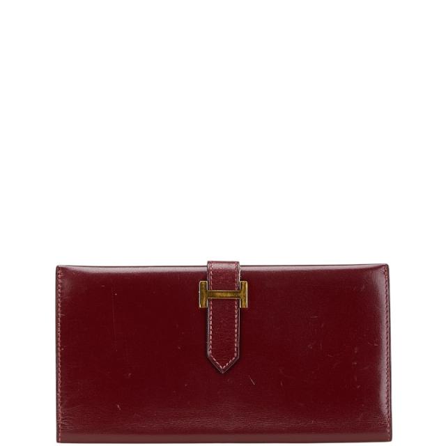 エルメス ベアン クラシック 長財布 ワインレッド ボルドー