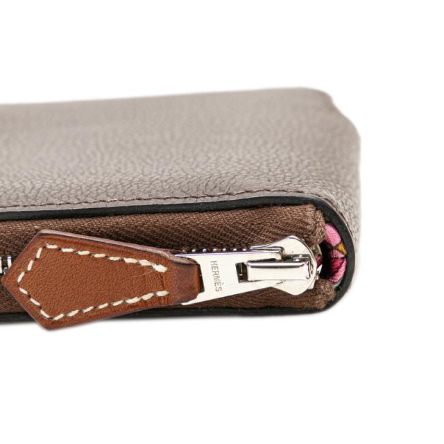 エルメス アザップ シルクイン コンパクト ラウンドファスナー 二つ折り財布 ブラウン エバーカラー レディース HERMES 【中古】_5