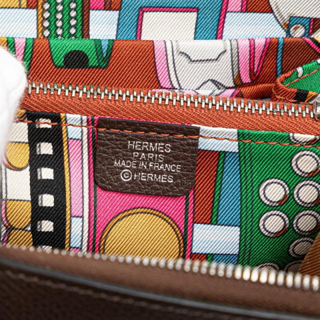 エルメス アザップ シルクイン コンパクト ラウンドファスナー 二つ折り財布 ブラウン エバーカラー レディース HERMES 【中古】_8