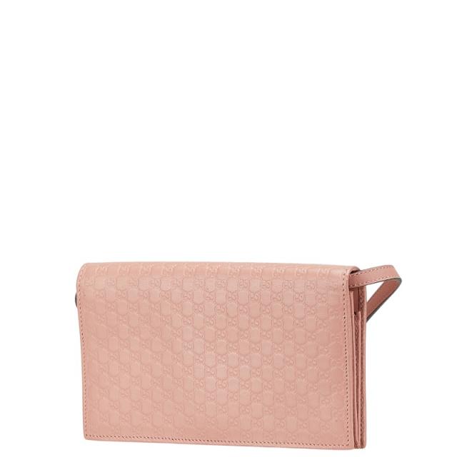 美品 グッチ マイクロGGシマ 長財布 ピンク レザー レディース　ジップ GUCCI 長財布 マイクロgg シマ ラウンドファスナー ジップ