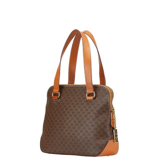 【CELINE】2wayバッグ　ハンドバッグ　マカダム柄　PVC ダークブラウン CELINE セリーヌ 2WAYハンドバッグ マカダム柄 ブラウン PVC