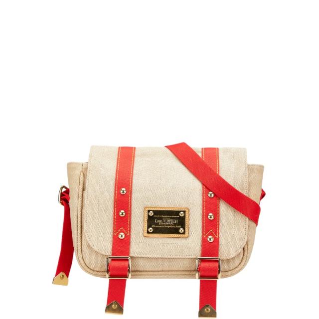 ルイ ヴィトン アンティグア ブザスPM ショルダーバッグ M40041 ベージュ レッド キャンバス レザー レディース LOUIS VUITTON 【中古】