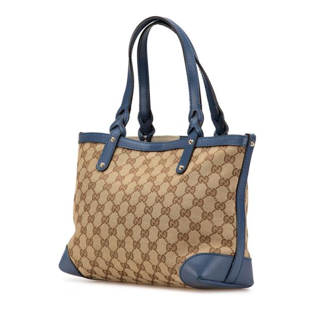 グッチ GGキャンバス ショルダーバッグ トートバッグ 269878 ベージュ ブルー キャンバス レザー レディース GUCCI 【中古】_2