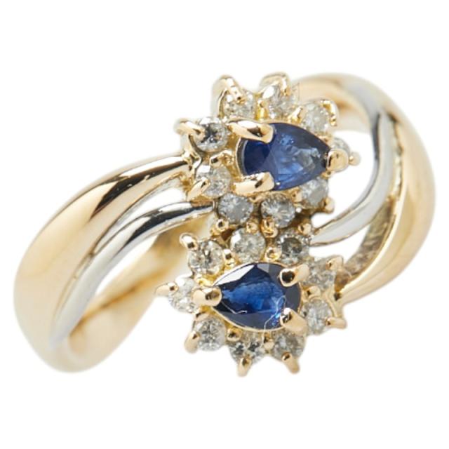 ９月の誕生石　サファイア　ダイヤ　プラチナPt 900 フラワーモチーフリング 9月の誕生石 サファイア ダイヤ プラチナPt 900 フラワーモチーフ