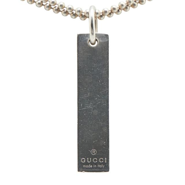 グッチ GUCCI シルバー ロゴ プレート ダブルボールチェーン ネックレス
