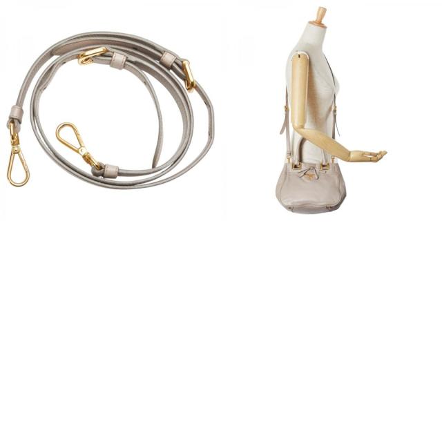 プラダ リボン ハンドバッグ ショルダーバッグ 2WAY ベージュ レザー レディース PRADA 【中古】_9