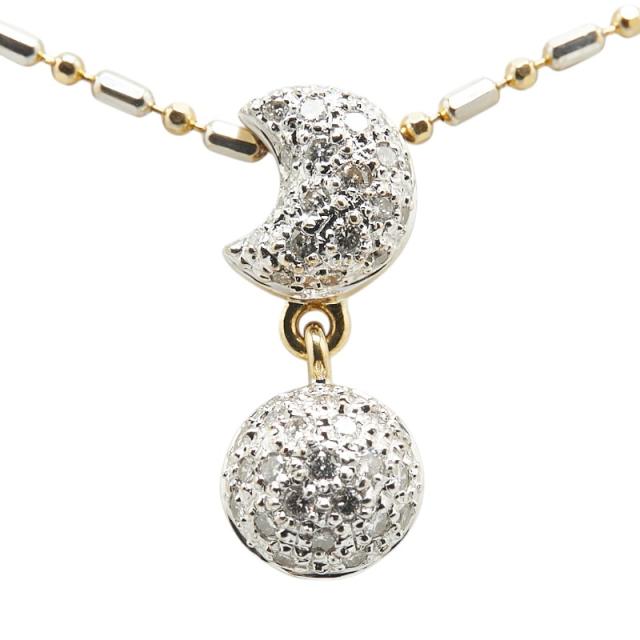 ネックレス 月 三日月 ダイヤモンド ペンダント レディース 女性 彼女 誕生日 記念日 プレゼント ギフト 18金 10金 金属アレルギー 対応 安心 チェーン あすつく K18YG 三日月モチーフ ダイヤモンド ネックレス0.50ct18金