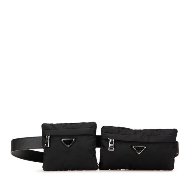 プラダ チェーン付き ベルトバッグ ボディバッグ 38/95 2CN212 ブラック ナイロン メンズ PRADA 【中古】