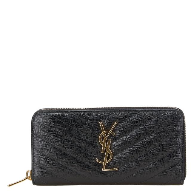 YSL★ブラックレザー 長財布★サンローラン【送料込み】 SAINT LAURENT サンローラン 長財布 レザー ブラック 黒