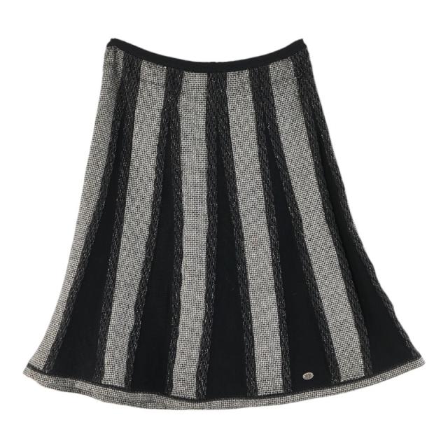 シャネル ココマーク フレアスカート ブラック ホワイト レディース CHANEL 【中古】