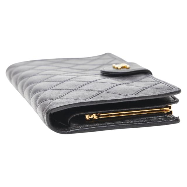 CHANEL シャネル ラムスキン ビコローレ がま口 長財布 ココマーク 黒 CHANEL シャネル ラムスキン ビコローレ がま口 長財布 ココ