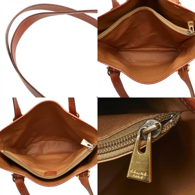 セリーヌ マカダム トートバッグ ハンドバッグ ブラウン PVC レザー