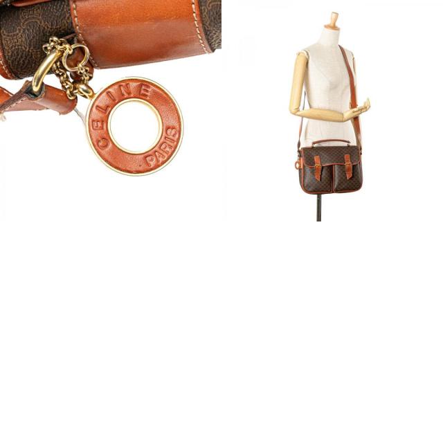セリーヌ マカダム ハンドバッグ ショルダーバッグ ブラウン PVC レザー レディース CELINE 【中古】_9