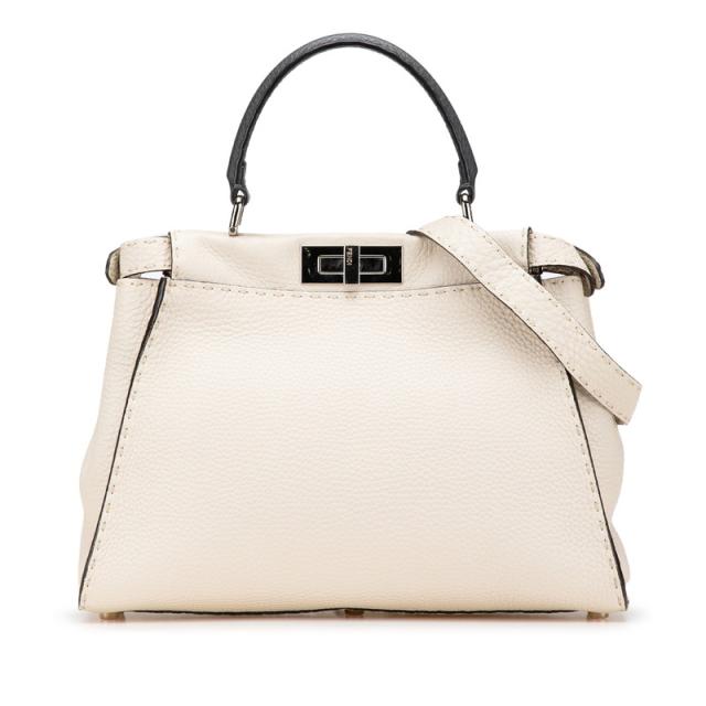 フェンディ ピーカブー セレリア レギュラー ハンドバッグ ショルダーバッグ 2WAY 8BN290 アイボリー ホワイト レザー FENDI 【中古】