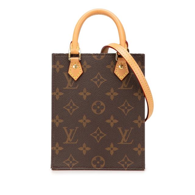 ルイ ヴィトン モノグラム プティット サックプラ ハンドバッグ ショルダーバッグ 2WAY M69442 ブラウン PVC LOUIS VUITTON 【中古】