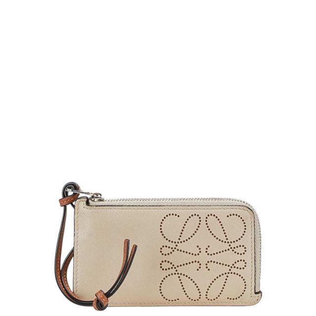 ロエベ アナグラム ケース ベージュ レザー レディース LOEWE 【中古】