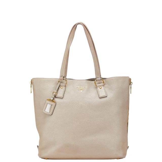 プラダ トートバッグ ベージュ グレージュ レザー レディース PRADA 