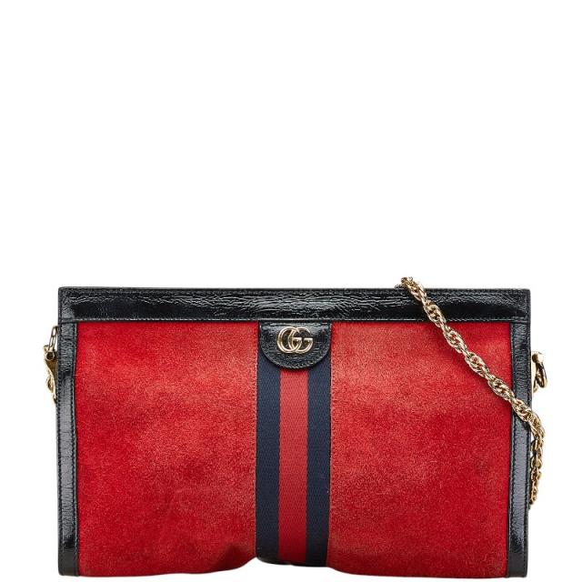 GUCCI グッチ スエード ショルダーバッグ レッド レディース ブランド