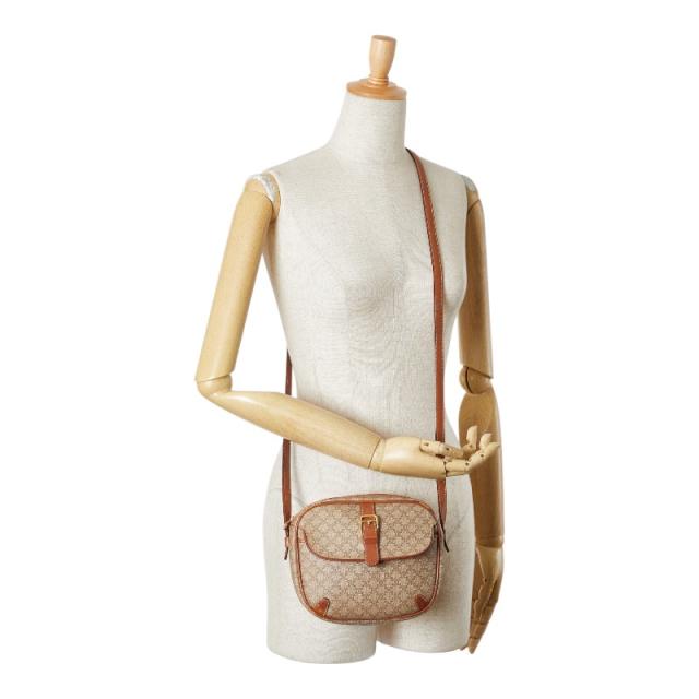 【CELINE】セリーヌ ショルダーバッグ マカダム柄 PVC×レザー ブラウン ゴールド色金具