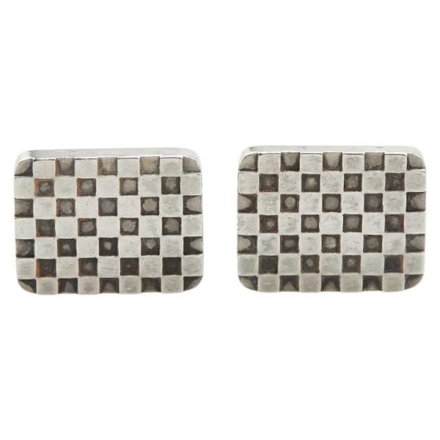 ジョージジェンセン ブロックチェック スクエア カフス シルバー SV925