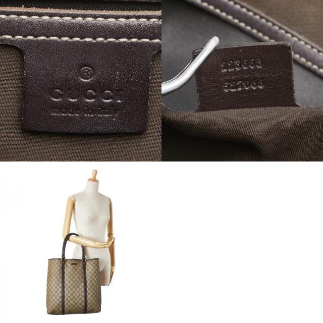 グッチ GGスプリーム トートバッグ ショルダーバッグ 223668 ベージュ ブラウン PVC レザー レディース GUCCI 【中古】_9