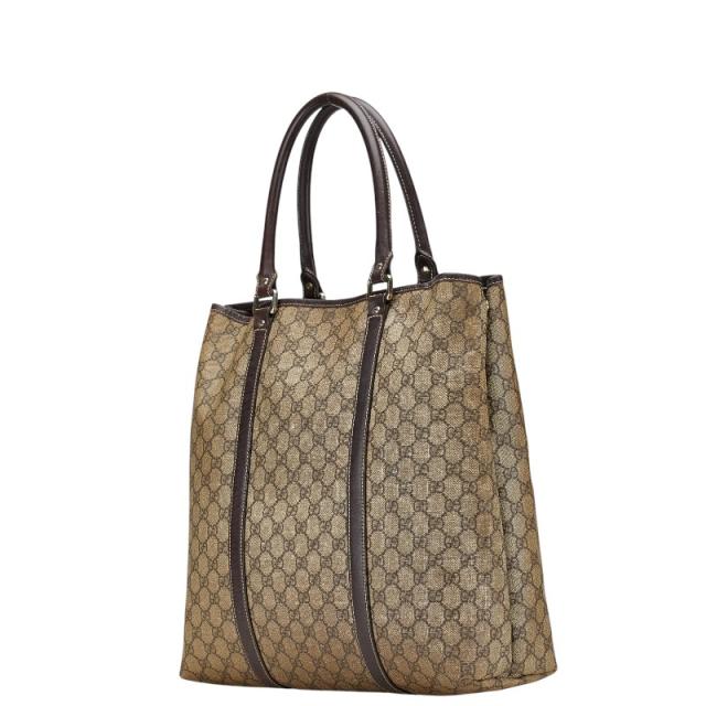 グッチ GGスプリーム トートバッグ ショルダーバッグ 223668 ベージュ ブラウン PVC レザー レディース GUCCI 【中古】_1