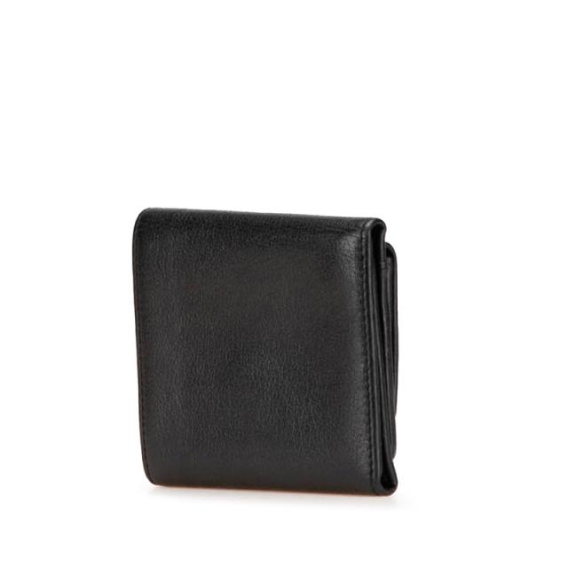 シャネル カメリア ココマーク 三つ折り財布 コンパクトウォレット ブラック ラムスキン レディース CHANEL 【中古】_1