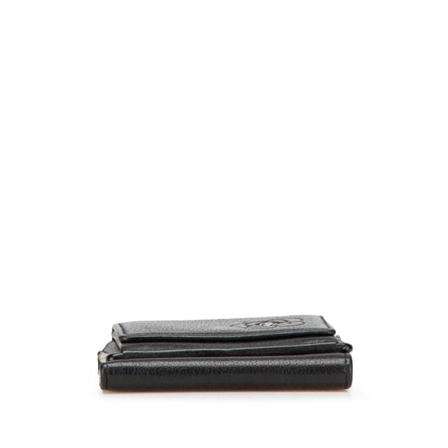 シャネル カメリア ココマーク 三つ折り財布 コンパクトウォレット ブラック ラムスキン レディース CHANEL 【中古】_2