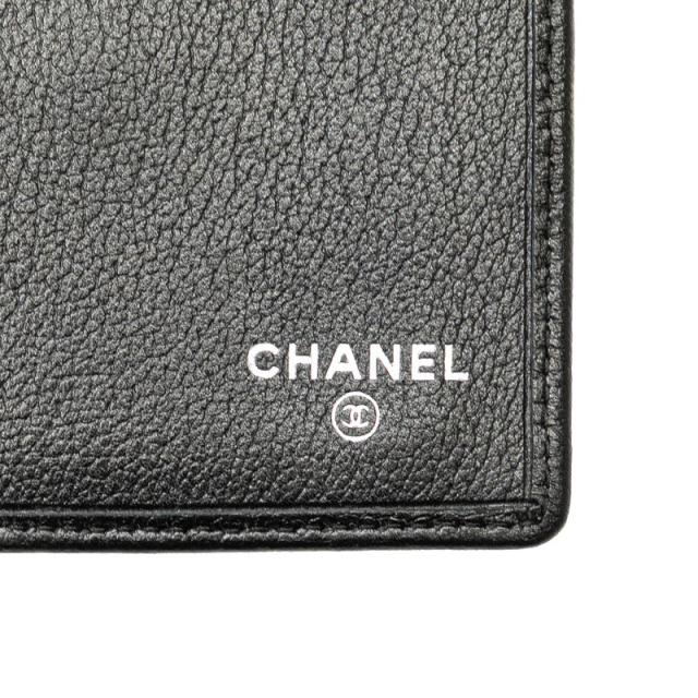 シャネル カメリア ココマーク 三つ折り財布 コンパクトウォレット ブラック ラムスキン レディース CHANEL 【中古】_6