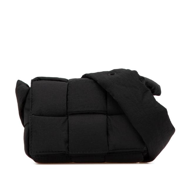 ボッテガヴェネタ ミニ カセット ショルダーバッグ クロスボディバッグ 691018 VB081 ブラック ナイロン メンズ BOTTEGAVENETA 【中古】