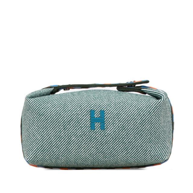 エルメス ブリッドアブラック オ カレ PM ハンドバッグ ポーチ ヴェールフォレ グリーン系 トワルアッシュ レディース HERMES 【中古】