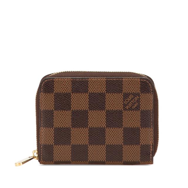 ルイ ヴィトン ダミエ ジッピー パース ケース 小銭入れ N63070 ブラウン PVC レザー レディース LOUIS VUITTON 【中古】