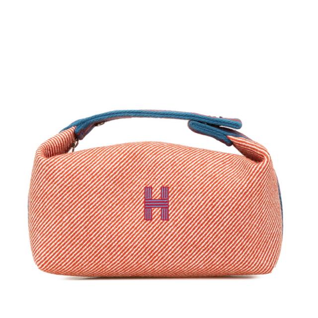 エルメス ブリッドアブラックPM Hナッテ ハンドバッグ トメット オレンジ ダークブルー ホワイト トワルアッシュ HERMES 【中古】