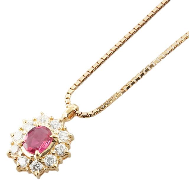 ルビー 0.36ct ダイヤモンド ネックレス ペンダントトップ 18K