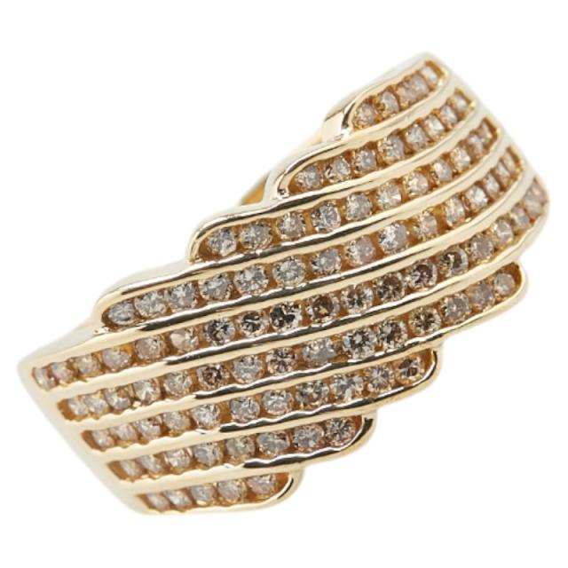 K18 パヴェ ブラウン ダイアモンド 1.0ct V字 リング 10号 豊富な，2025 K18YG イエローゴールド リング ダイヤモンド 1.00ct