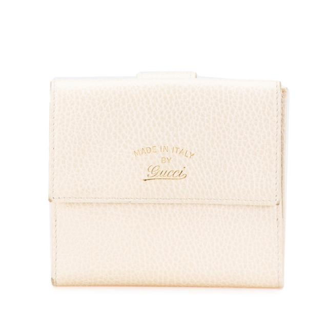 グッチ ダブルホック 二つ折り財布 368233 ホワイト レザー レディース GUCCI 【中古】