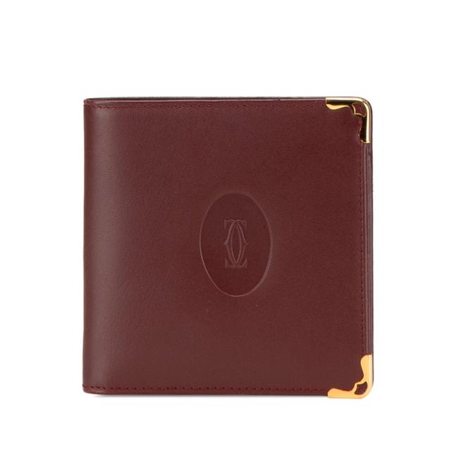 カルティエ マストライン 長財布 ワインレッド レザー レディース