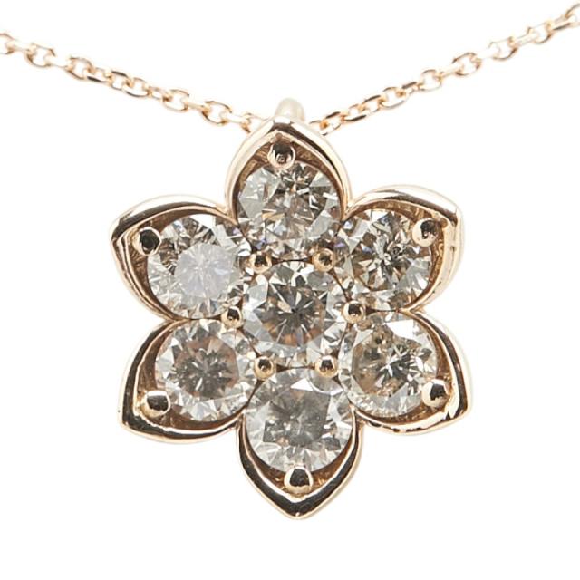 ペンダント ネックレス ダイアモンド フラワー K10 4月誕生石 大サイズ ネックレス レディース ダイヤモンド k10 ペンダント フラワー ダイヤ
