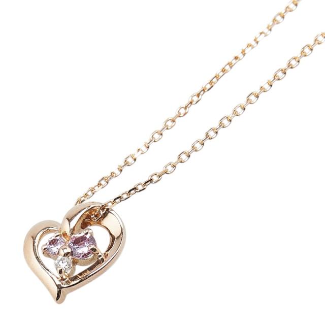 たまるか4°C K10 ピンクゴールド ダブルハート ダイヤモンド ヨンドシー 4℃ K10ピンクゴールドハートダイヤモンドネックレス