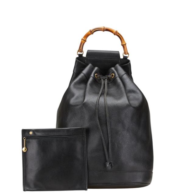 グッチ バンブー ショルダーバッグ ボディバッグ 003 2113 0037 ブラック レザー レディース GUCCI 【中古】