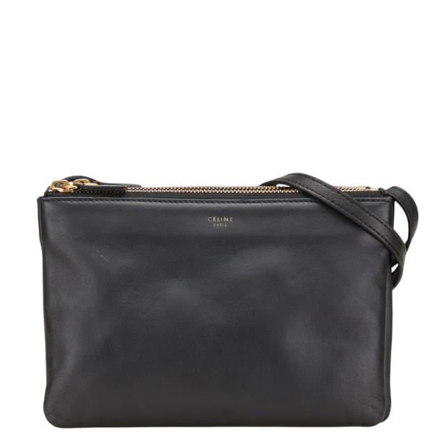 CELINE セリーヌ トリオブラックレザーショルダーバッグ CELINE