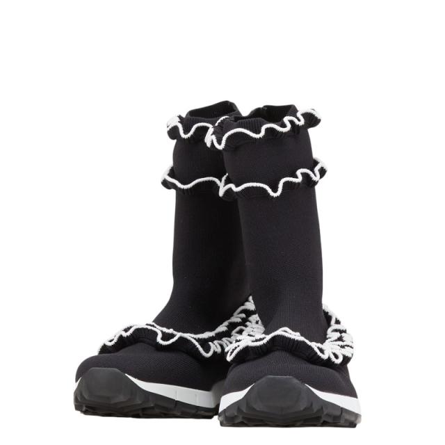 ジミーチュウ ユージン シューズ サイズ：37 ブラック ホワイト ニット レディース JIMMY CHOO 【中古】