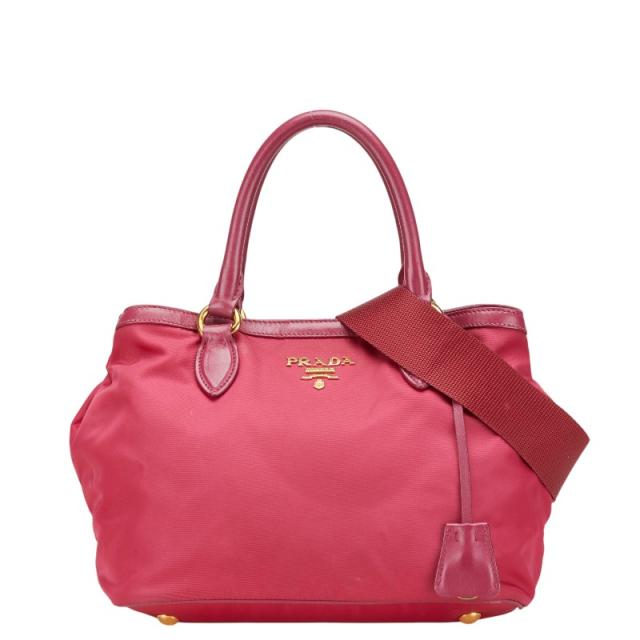 プラダ ハンドバッグ ショルダーバッグ 2WAY 1BA172 ピンク ナイロン レザー レディース PRADA 【中古】