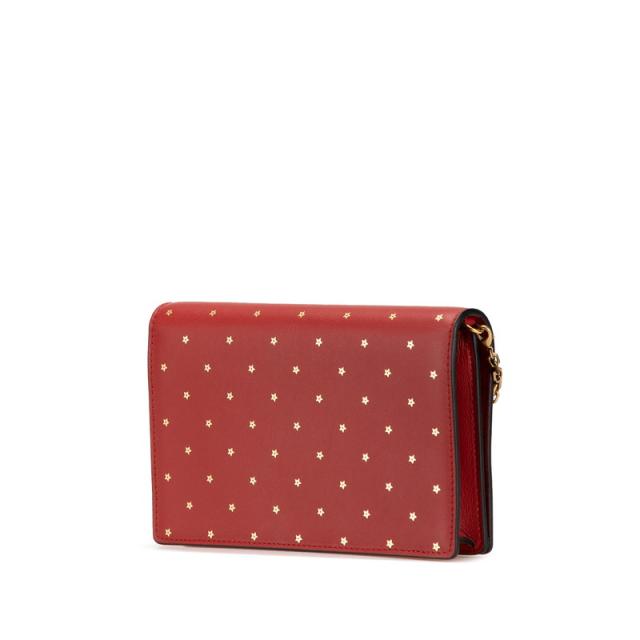ディオール スター 星 チェーンウォレット ショルダーバッグ レッド ゴールド レザー レディース Dior 【中古】_1