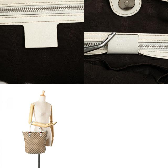 グッチ GGキャンバス シェリーライン トートバッグ 232970 ベージュ ホワイト キャンバス レザー レディース GUCCI 【中古】 グッチ GGキャンバス シェリーライン トートバッグ 232970 ベージュ