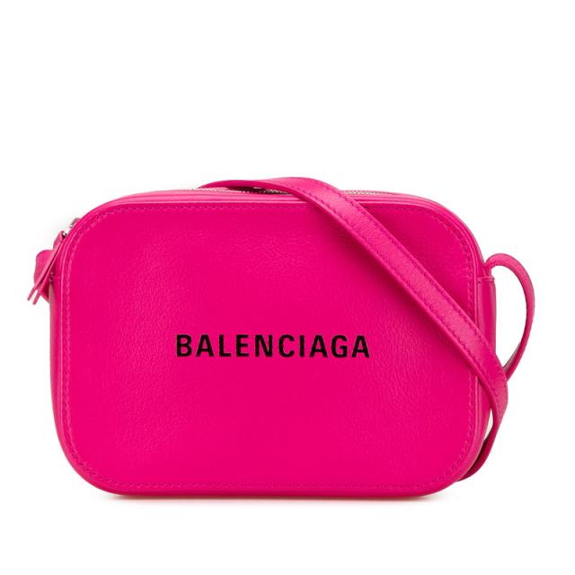 バレンシアガ エブリディ 斜め掛け ショルダーバッグ カメラバッグ 552372 ピンク レザー レディース BALENCIAGA 【中古】