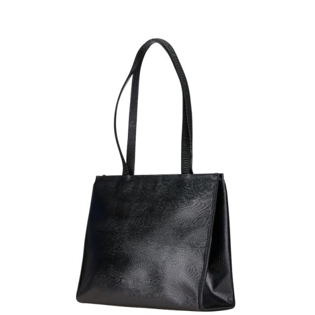 サルヴァトーレフェラガモ ヴァラリボン 型押し トートバッグ ワンショルダーバッグ AU-21/25 30 ブラック Salvatore Ferragamo 【中古】