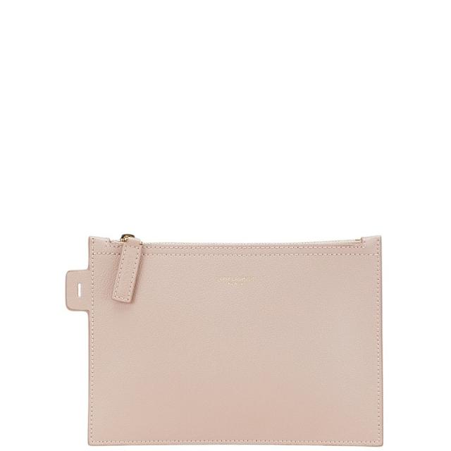サンローラン ポーチ 小物入れ ライトピンク レザー レディース SAINT LAURENT 【中古】