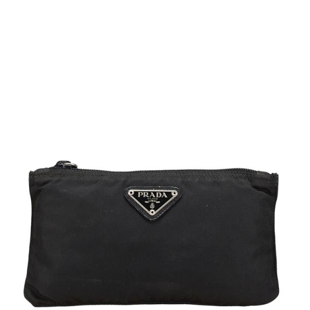 PRADA RE-NYLON ブラックポーチ　ミニポーチ　三角ロゴ PRADA(プラダ) / ミニポーチ/ナイロン/BLK/RE-NYLON/三角ロゴ/ | 中古