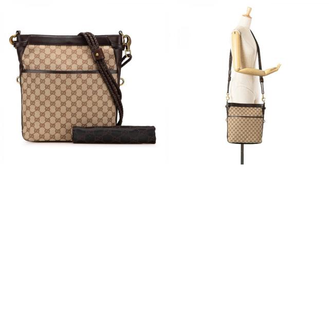 グッチ GGキャンバス 斜め掛け ショルダーバッグ 109097 ベージュ ブラウン キャンバス レザー レディース GUCCI 【中古】_9